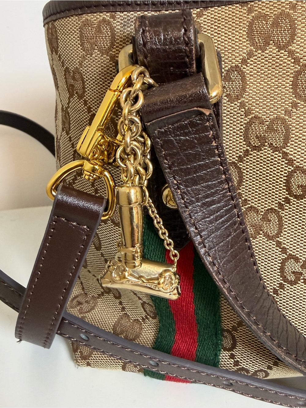 Gucci GG Canvas Mini Tote Web Stripe + leather unbranded strap - Picture 2 of 16